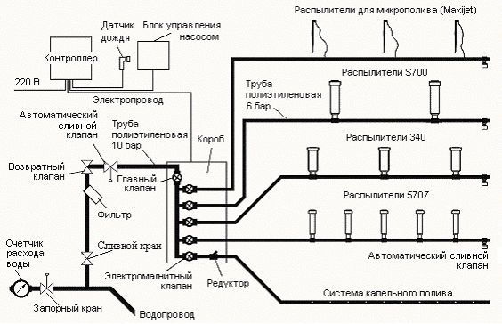 Конструкция системы автополива